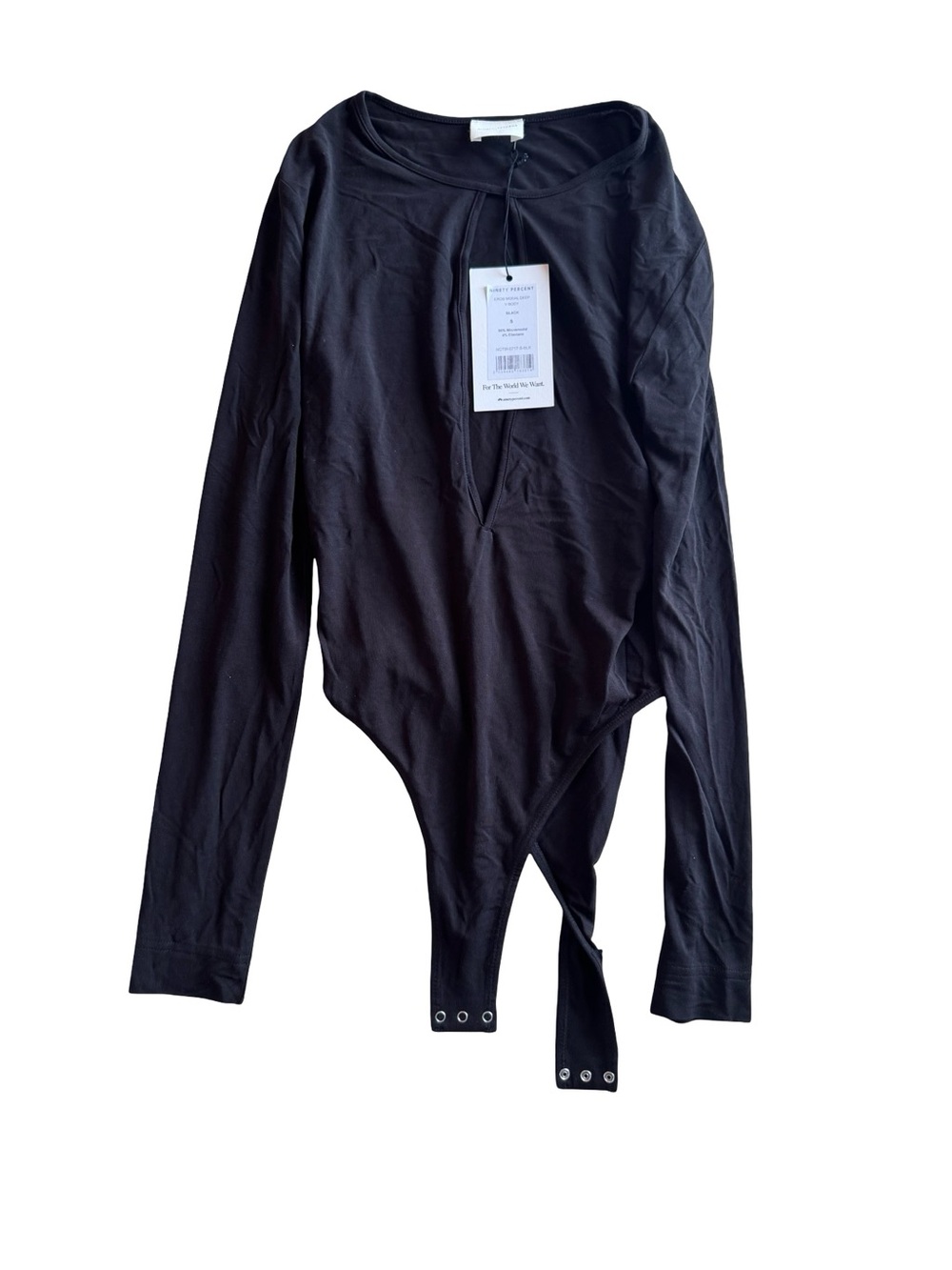 Ninety Percent Black Long-Sleeve Snap-Closure Bodysuit NWT size Small